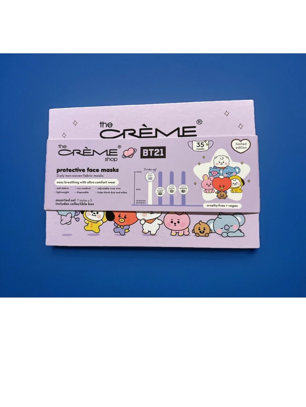 The Crème shop x BT21 Lavender Mask Set lot 35pc gift box